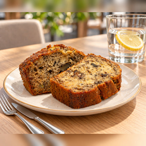 Banana Bread cu nuci și semințe de chia, tăiat felii – Vive! Pipera