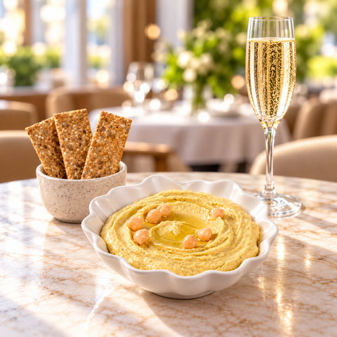 Hummus Moon cremos din năut și pastă de susan, cu boabe de năut și ulei – Vive! Pipera